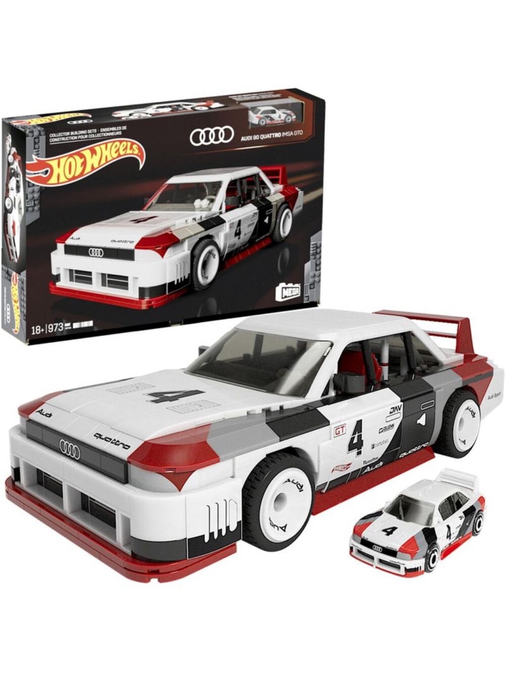 MEGA BLOKS Hot Wheels Audi 90 Quattro IMSA GTO, Includes 1 Collectible Diecast
